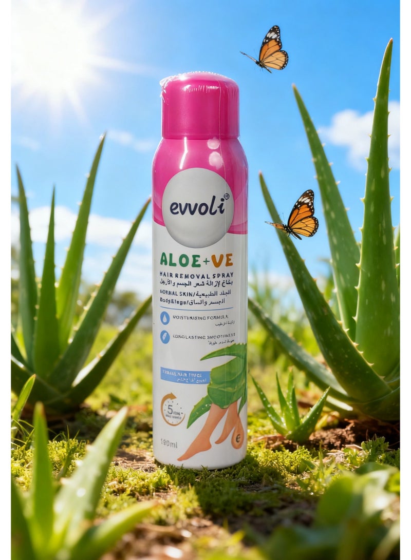 evvoli Hair Removal Spray Women and Men, No Irritation Mild Hair Remover for Underarm, Arm, Back, Chest, and Legs, Suitable For All Skin Types ALOE & VE - Image 5